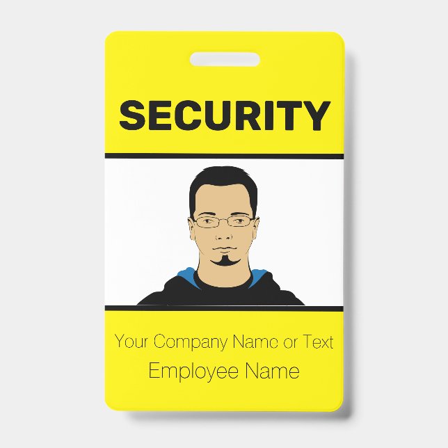 Bright Yellow Custom Photo Security Guard ID Badge (Front)