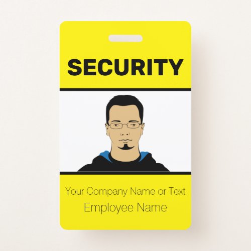 Bright Yellow Custom Photo Security Guard ID Badge