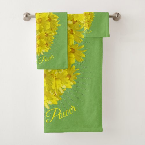 Bright Yellow Daisies Bath Towel Set