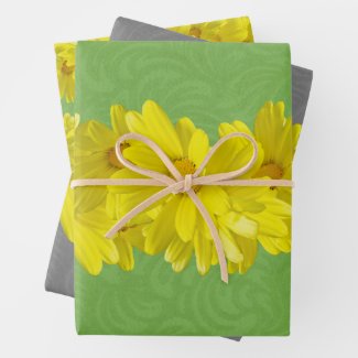 Bright Yellow Daisies Celebration Glow Wrapping Paper Sheets