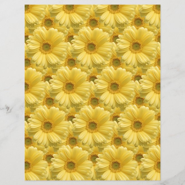 Bright Yellow Daisies Sunny Floral Art Craft Paper (Front)