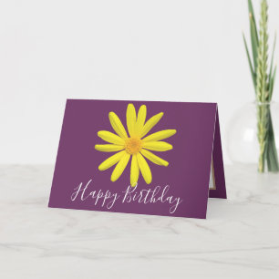 Bright Yellow Daisy Botanical Modern Chic Birthday Card