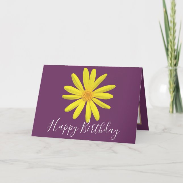 Bright Yellow Daisy Botanical Modern Chic Birthday Card (Front)