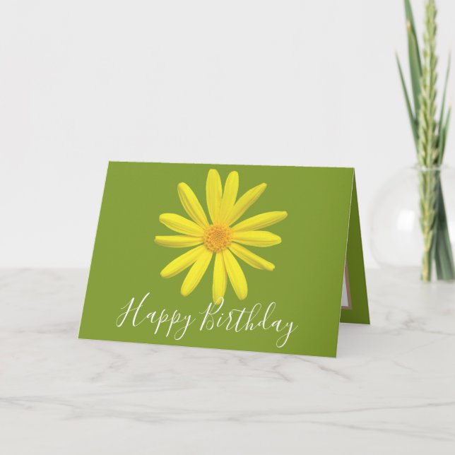 Bright Yellow Daisy Botanical Modern Chic Birthday Card (Front)