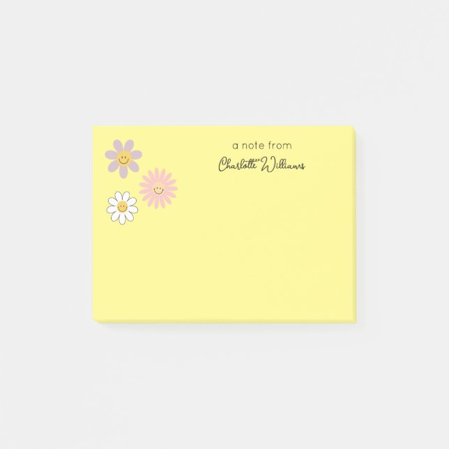 Bright Yellow Daisy Flowers Cute Custom Post-it Notes (Front)