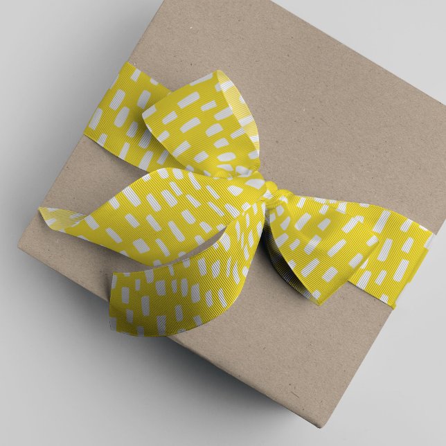 Bright Yellow Dashing Grosgrain Ribbon (Bright yellow dashing dots ribbon.)