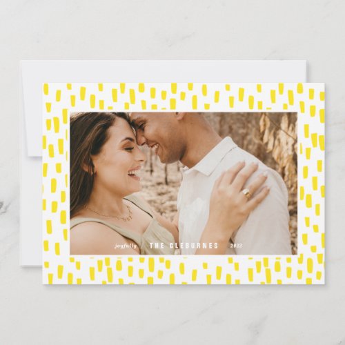 Bright Yellow Dashing Photo Frame Holiday Card