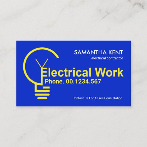 Bright Yellow Electrical Bulb Filament Business Card