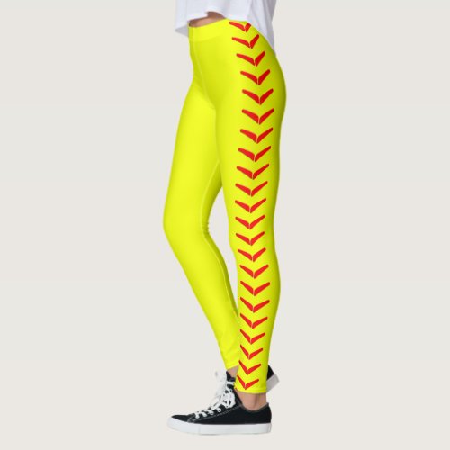 Bright Yellow Fastpitch Softball Players Sports Leggings