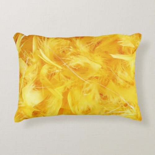 Bright Yellow Feathers Accent Pillow