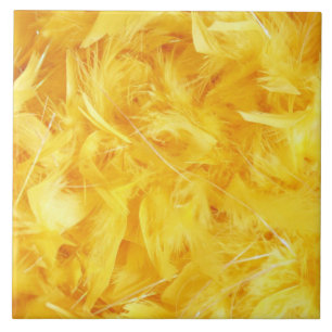 Bright Yellow Feathers Ceramic Tile