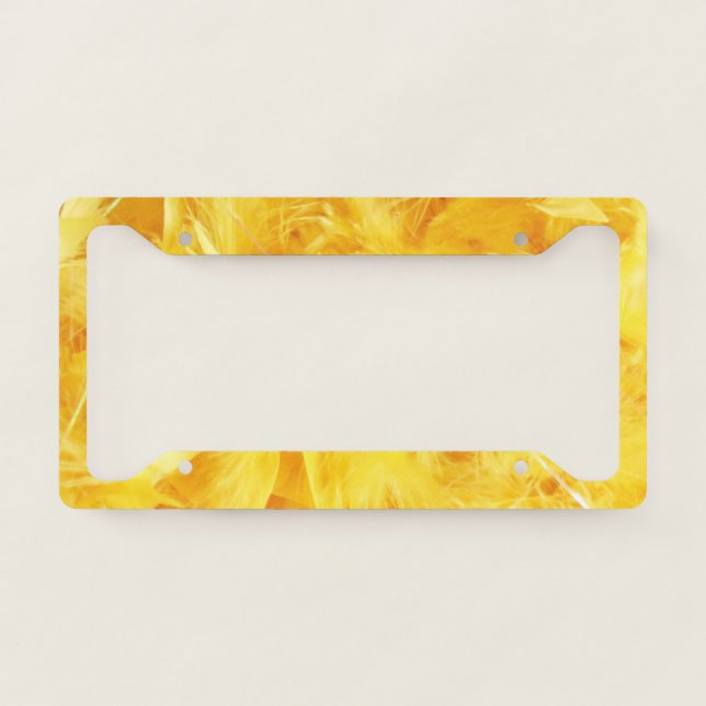 Bright Yellow Feathers License Plate Frame (Front)
