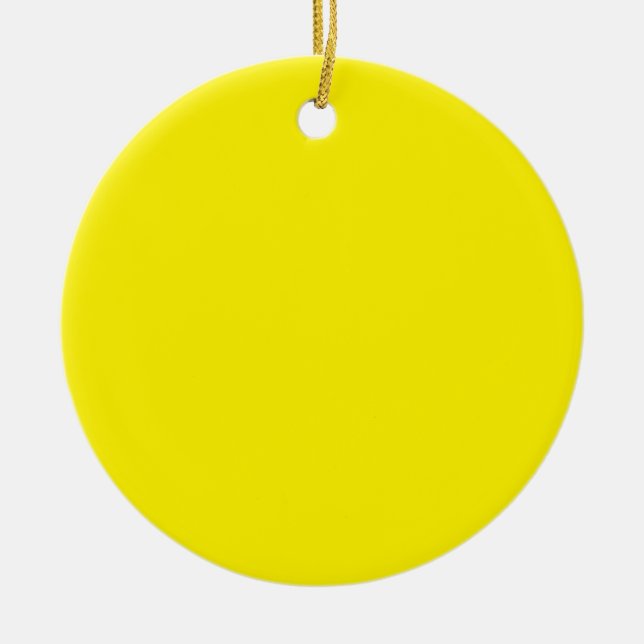 Bright Yellow #FFF3000, Banana Yellow Ceramic Ornament (Front)
