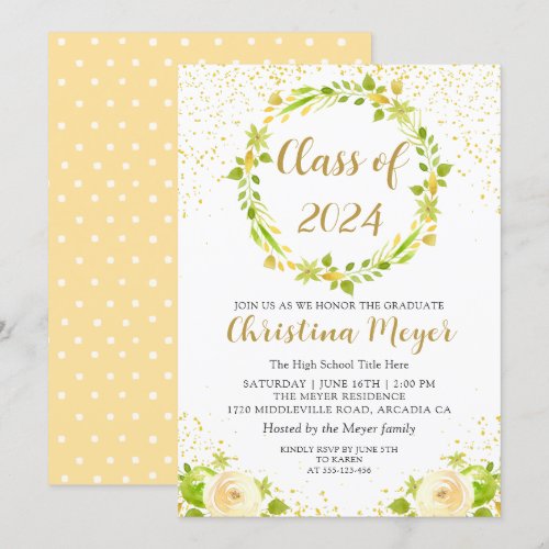 Bright Yellow Floral Garden Graduation Party Card