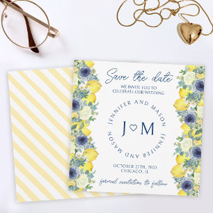 Bright yellow floral lemon theme Save the date Invitation