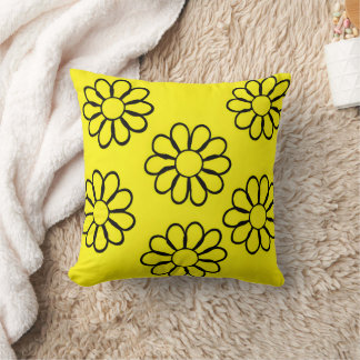 Bright Yellow Floral Nursery Art Throw Pillow