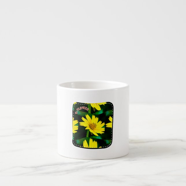Bright Yellow Floral Pattern Espresso Cup (Front)