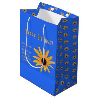 Bright Yellow Flower on Royal Blue, Happy Birthday