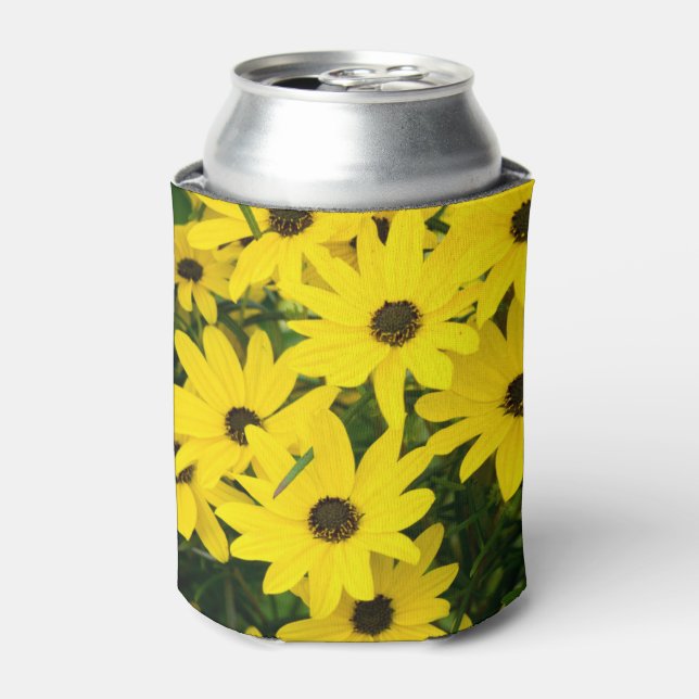 Bright Yellow Flowers Can Cooler (Can Front)