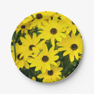 Bright Yellow Flowers Paper Plates