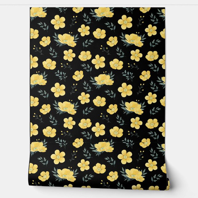 Bright Yellow Flowers Wallpaper for Vibrant Spaces (Unrolling)