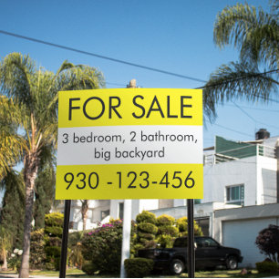 Bright Yellow For Sale Real Estate Sales Sign