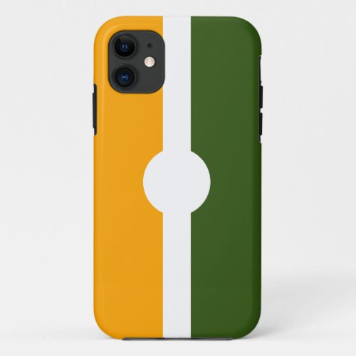 Bright Yellow Forest Green Bump Out Camp Stripes iPhone 11 Case