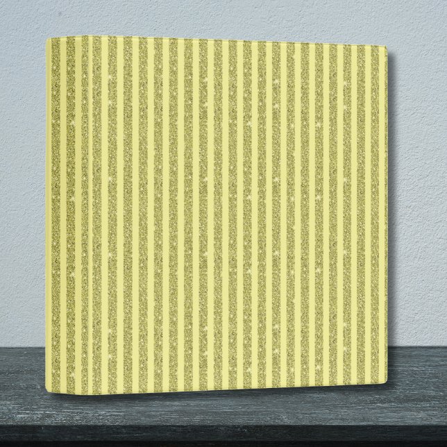 Bright Yellow Glitter Style Vertical Stripes 3 Ring Binder (Creator Uploaded)