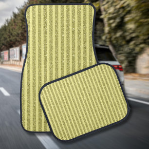 Bright Yellow Glitter Style Vertical Stripes Car Floor Mat