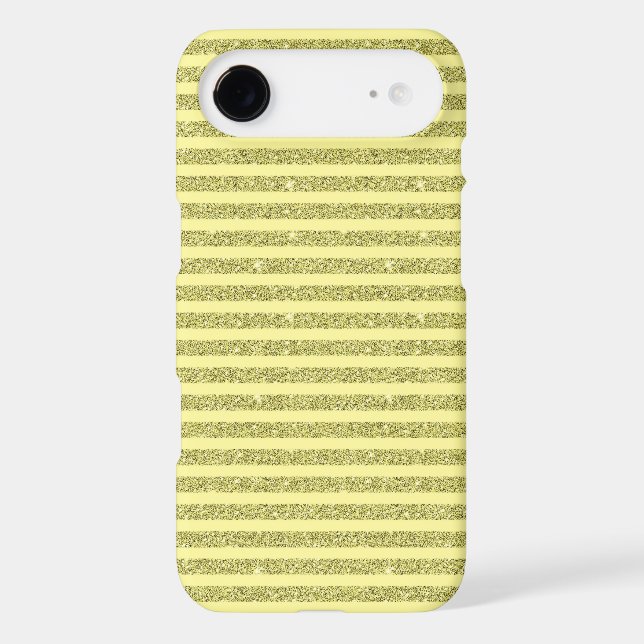 Bright Yellow Glitter Style Vertical Stripes iPhone Case (Back)