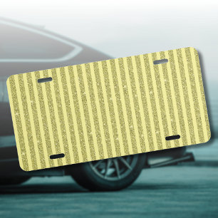 Bright Yellow Glitter Style Vertical Stripes License Plate