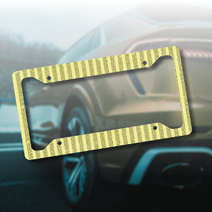 Bright Yellow Glitter Style Vertical Stripes License Plate Frame