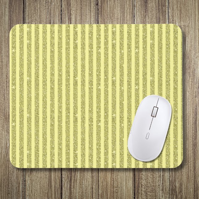Bright Yellow Glitter Style Vertical Stripes Mouse Pad (Creator Uploaded)