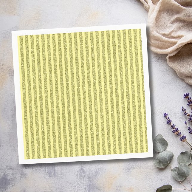 Bright Yellow Glitter Style Vertical Stripes Napkins (Creator Uploaded)