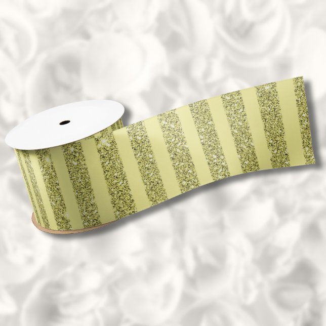 Bright Yellow Glitter Style Vertical Stripes Satin Ribbon (Creator Uploaded)