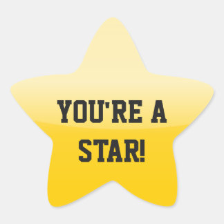 Bright Yellow Gold Star Custom Text Stickers