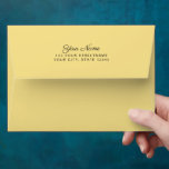 Bright Yellow Golden With Return Address Envelope<br><div class="desc">A bright golden yellow envelope with a text template on the back flap for personalizing with your return address.</div>