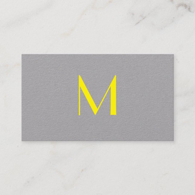 bright yellow&gray - add monogram business card (Front)