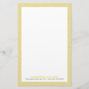 Bright Yellow Greek Key Pattern Stationery