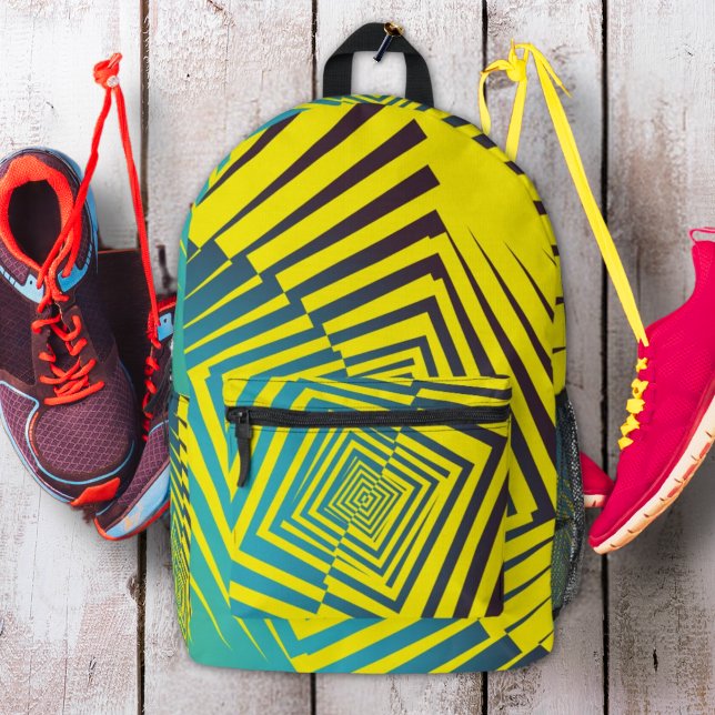 Bright Yellow Green Abstract Jungle Style Pattern Printed Backpack (Creator Uploaded)