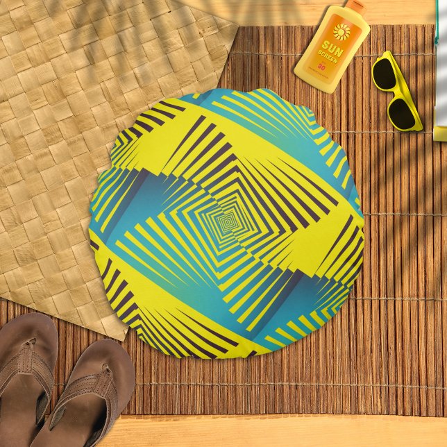 Bright Yellow Green Abstract Jungle Style Pattern Round Pillow (Creator Uploaded)