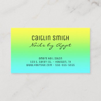 Bright Yellow Green Aqua Ombre Business Card by cliffviewgraphics at Zazzle