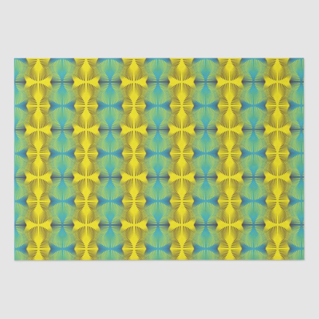 Bright Yellow Green Jungle Style Pattern Monogram Tissue Paper (Front)
