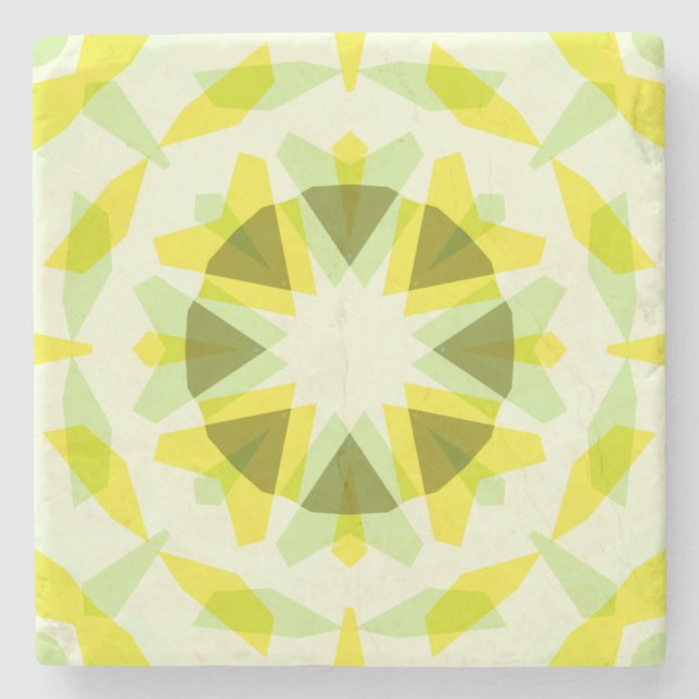 Bright Yellow Green Star Dopamine Decor Kitsch Art Stone Coaster (Front)