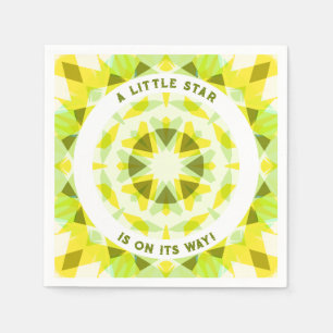 Bright Yellow Green Star Gender Reveal Baby Shower Napkins