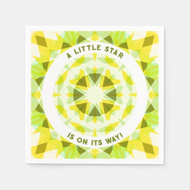 Bright Yellow Green Star Gender Reveal Baby Shower Napkins (Front)