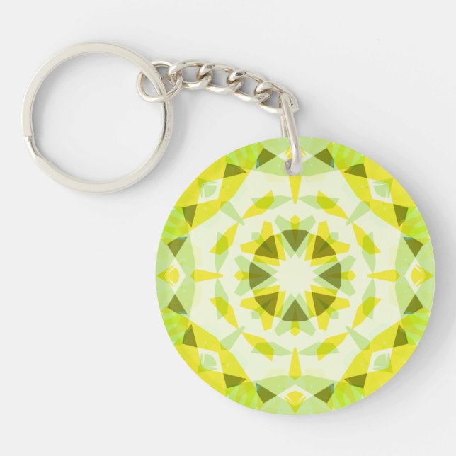 Bright Yellow Green Summer Star Dopamine Decor Art Keychain (Front)
