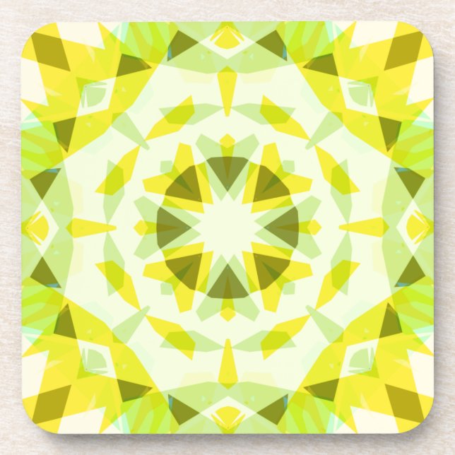 Bright Yellow Green Summer Star Dopamine Decor Beverage Coaster (Front)