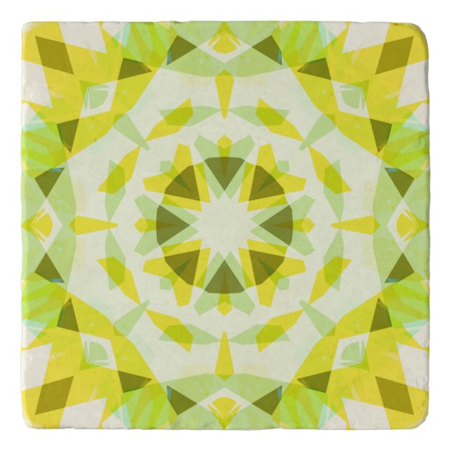 Bright Yellow Green Summer Star Dopamine Decor Trivet (Front)