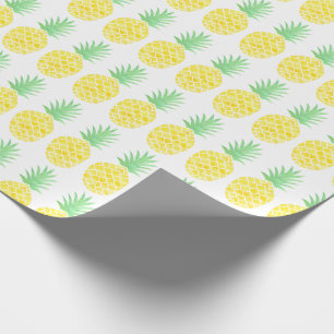 Bright Yellow & Green Watercolor Pineapple Pattern Wrapping Paper